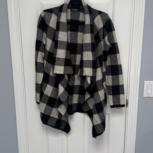 Ralph Lauren Black and Gray Plaid Cape sweater